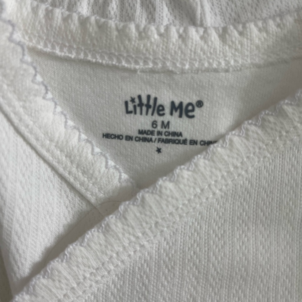 NEW Little Me 2pc Pure White Sleeper Set Wrap/Snap Top Footed Pants 6M Quality! - Picture 4 of 7